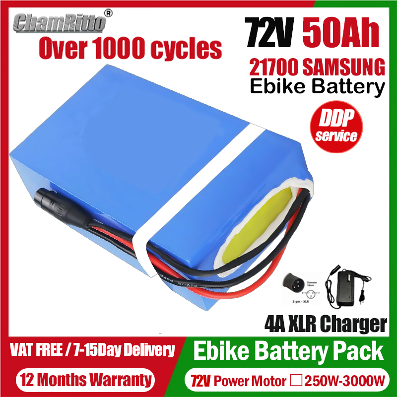 Electric Bicycle Battery 72V 30Ah - 72V Elektrofahrrad Cham-Rider 84V 3000W Bafang
