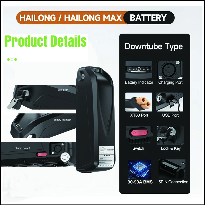 36V 48V 52V Elektrofahrrad Hai – Ebike Battery 48V 20Ah Hailong Bewertung und Preis